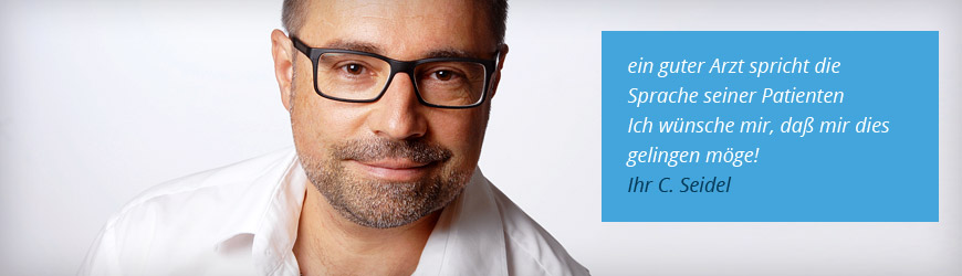Dr. Christian Seidel, Blick direkt in die Kamera, Bild mit Spruch